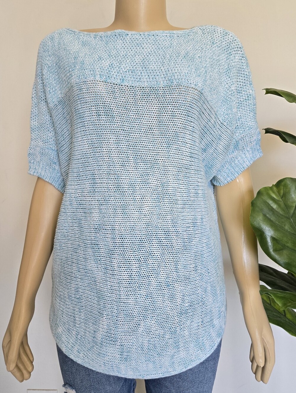 Tommy Bahama Linen Cotton Open Knit Swimsuit Bikini Cover Up Top Size L Women's